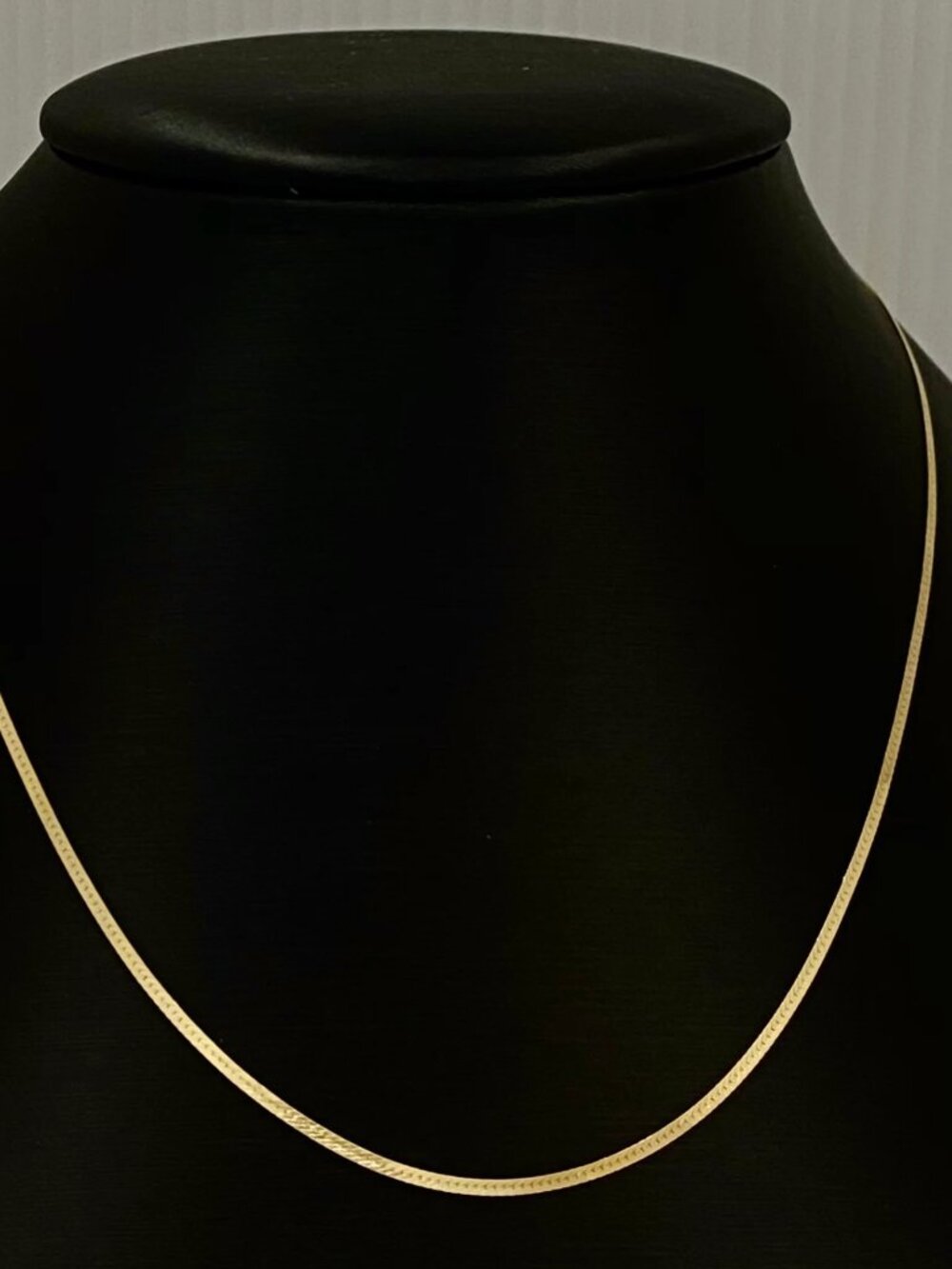 10K Solid Yellow Gold Delicate Herringbone Chain Necklace (1.25mm, 20")